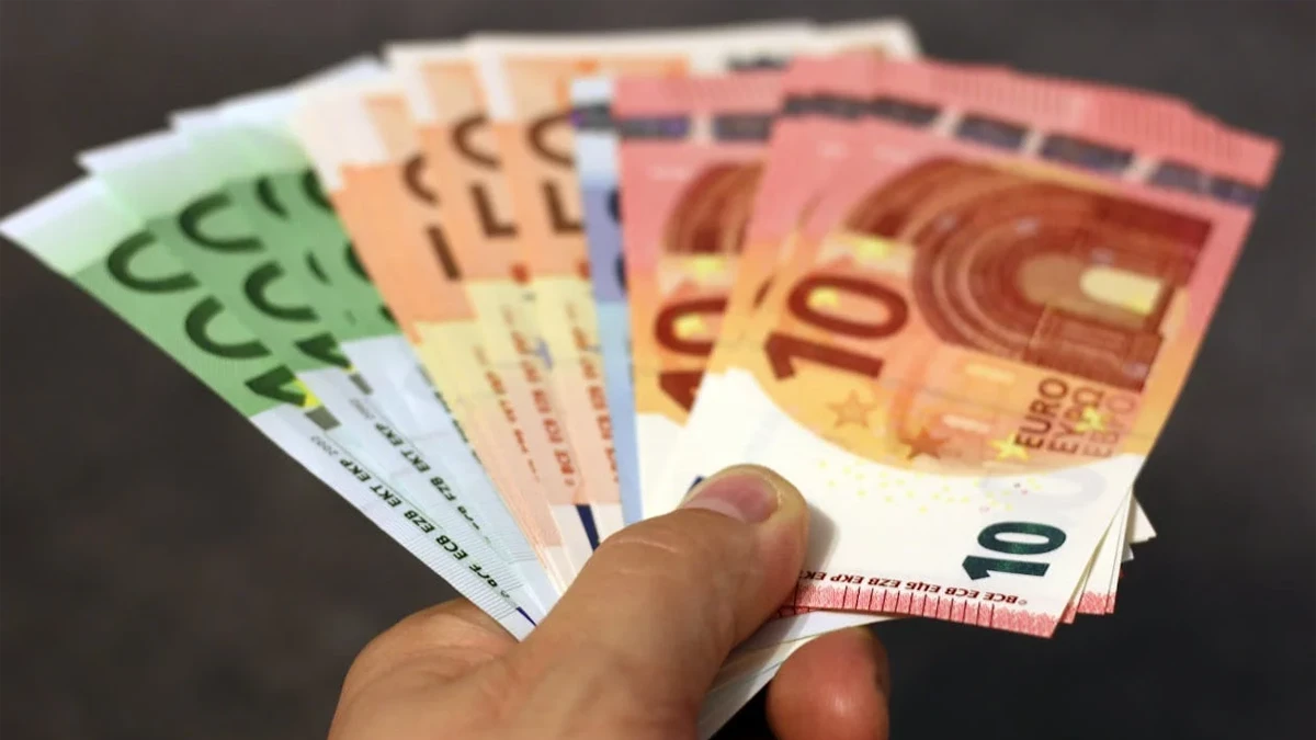 mano che tiene banconote euro